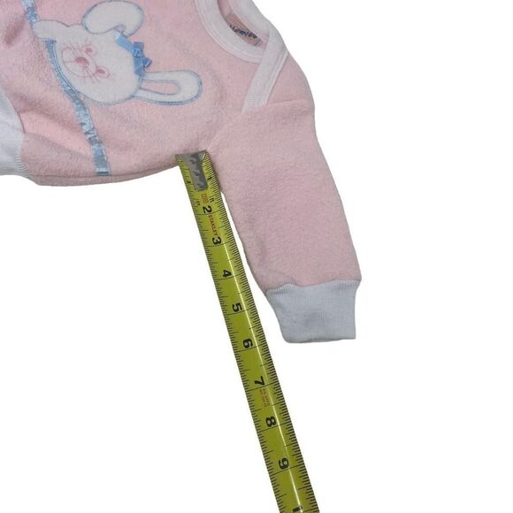 Baby Girls Sz 0-6 Mo Sweatshirt Pastel Pink Bunny Rabbit Blue Satin Colorwise - Picture 8 of 8